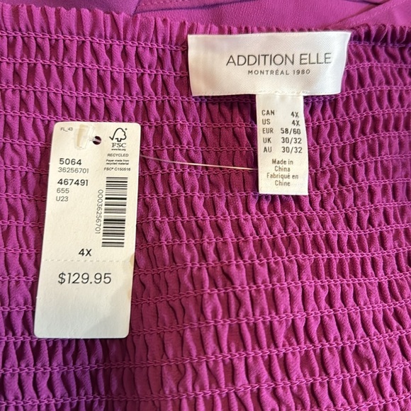 Addition Elle Smocked Chiffon Midi Dress Size 4X NWT Wedding Guest - Picture 6 of 6